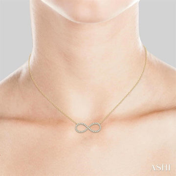 1 Ctw Round Cut Diamond Infinity Pendant With Chain in 14K Yellow Gold